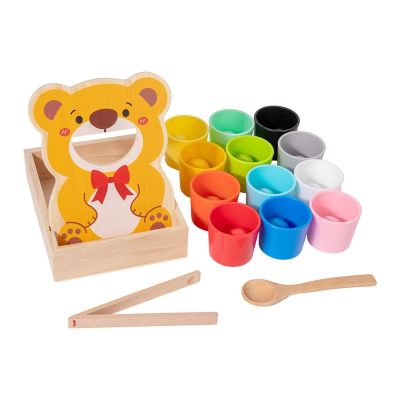 Simhoa Rainbow Balls in Cups Toy Wooden Feeding Toy Educational Toys Develop Math Skills Children Wooden Matching Games, with 12 Balls