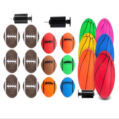 3 otters 12-Piece Sports Ball Set with Pump, 6 Mini Basketballs and 6 Footballs for Kids Indoor Outdoor Pool Play