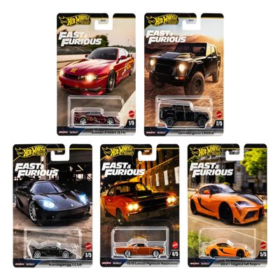 1:64 Premium Diecast Set Complete 5-Car Collection | Real Rubber Tires | Nissan 240SX, Lamborghini LM002, Koenigsegg CCXR, 70 Plymouth Roadrunner, Toyota GR Supra