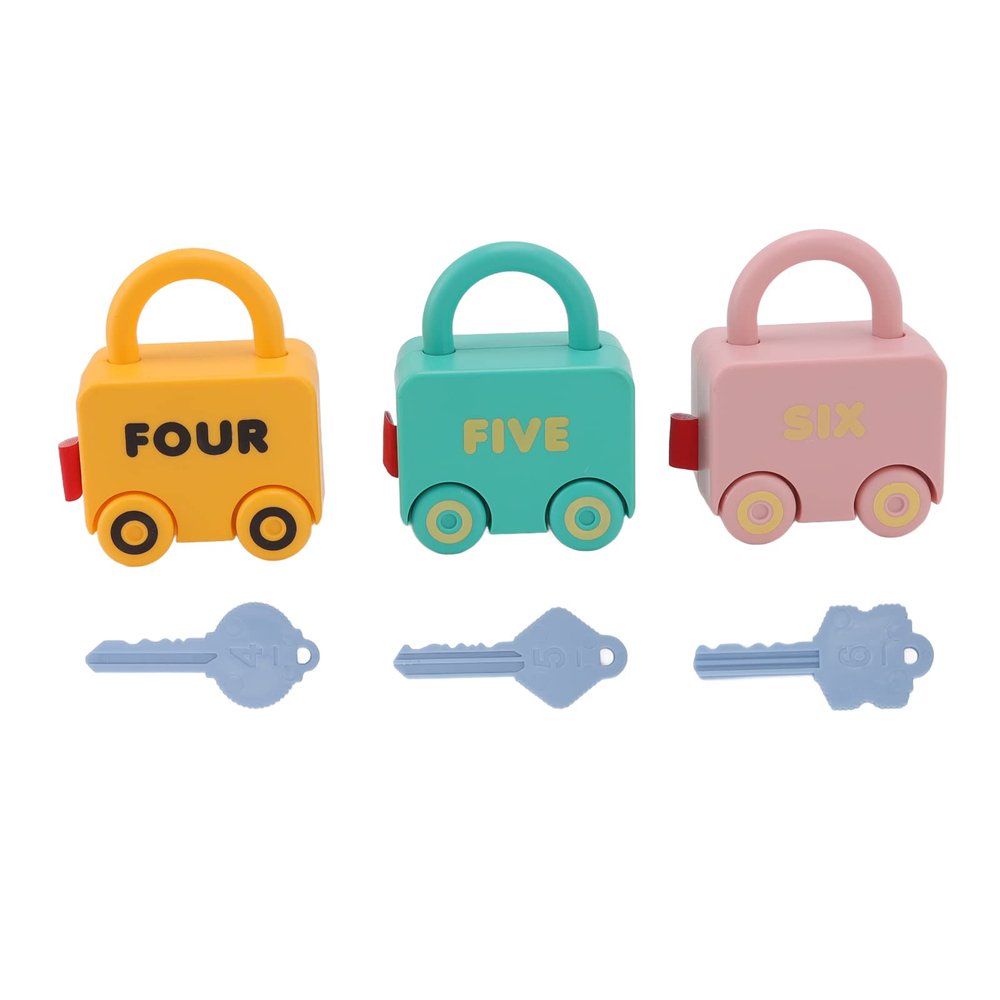 plplaaoo Kids Learning Locks Sliding Car Shape Children's Color Discrimination Learning Lock with Key Early Education Toys