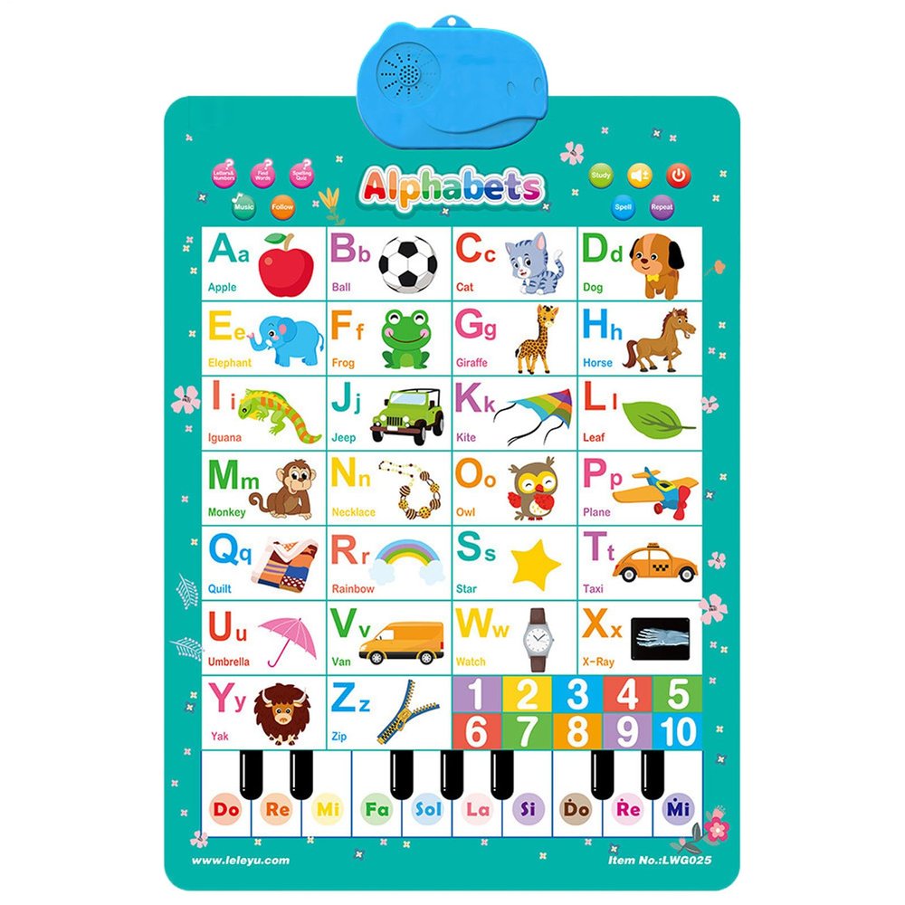 Alphabet Charts for Wall - Songs Piano Number Toys | Number Animal Vocabulary Interactive Preschool Posters - for Ages 1-6 Boys Girls Kindergarten School Nursery Home Classroom