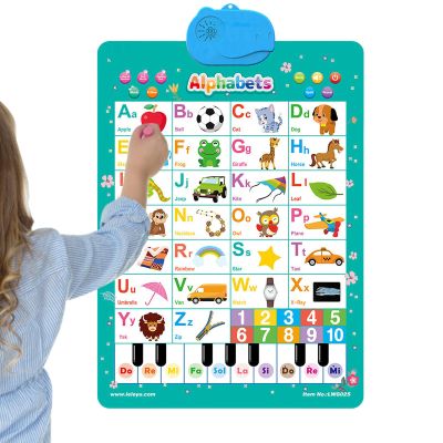 Electronic Alphabet Wall Chart,Alphabet Number Piano Songs Game,Animal Vocabulary Interactive Learning Poster - for Ages 1-6 Boys Girls Kindergarten School Nursery Home Classroom