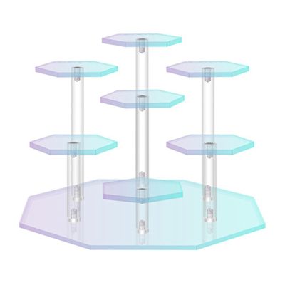 Ywmsfl Portable Hexagonal Acrylic Step Shelf Storage Shelves Organizer Rack For Collectible Figures And Accessories Acrylic Display Stand