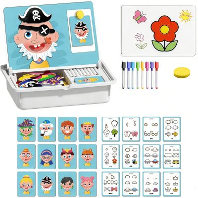 Magnetic Dress-Up Puzzle Book for Kids - Reusable Face & Outfit DIY Game with Dry-Erase Board, Educational Learning Gift for Preschoolers Ages 3-6 (Expression Changing Show Set)