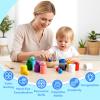 ASFHJP 10 PCS Rainbow Balls in Cups, Wood Classification Cup Game, Rainbow Sorting Balls with Spoon and Tongs, Preschool Learning Educational Montessori Matching Games for 3+ Year Old view 4