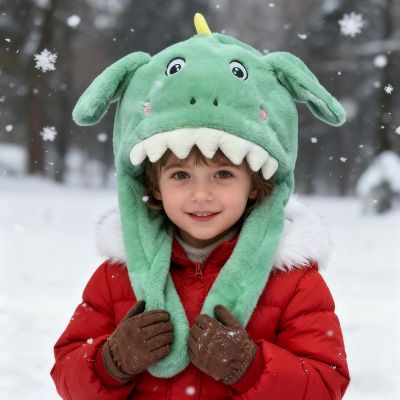 ZONESTA Dinosaur Jumping Ear Hat,Cute Fluffy Hat, Suitable for New Year/Cosplay&/Themed Party,Gift for Girls Boys