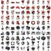100Pcs Dark Red Rose Transparent PET Stickers Pack,Aesthetic Flower Decor Gifts for Kids Teens Adults Waterproof Vinyl PET Nature Stickers for Scrapbook Party Favors (Rose-100) view 2