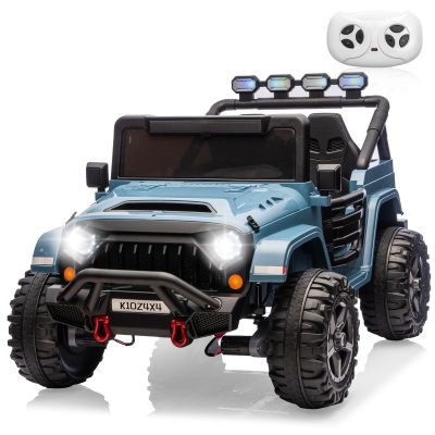 24V Ride on Toys for Big Kids, 2 Seater Ride on Car w/Remote Control, 4x4 Ride-on Truck with 4 Motors, 3 Speeds Adjustable, 4 LED Lights, Bluetooth & Music, Electric Car for Kids Toddlers 3-8, Blue