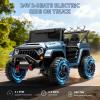 24V Ride on Toys for Big Kids, 2 Seater Ride on Car w/Remote Control, 4x4 Ride-on Truck with 4 Motors, 3 Speeds Adjustable, 4 LED Lights, Bluetooth & Music, Electric Car for Kids Toddlers 3-8, Blue view 2