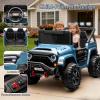 24V Ride on Toys for Big Kids, 2 Seater Ride on Car w/Remote Control, 4x4 Ride-on Truck with 4 Motors, 3 Speeds Adjustable, 4 LED Lights, Bluetooth & Music, Electric Car for Kids Toddlers 3-8, Blue view 4