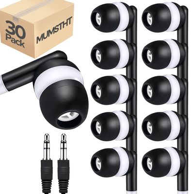 MUMSTHT Kids Earbuds Headphones Bulk 30 Pack for Classroom School,Wholesale Durable Earphones Class Set for Students (Black,YS101)