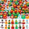 120Pcs Christmas Mini Ducks 8 Style Miniature Resin Ducks Bulk Xmas Tree Snowman Santa Reindeer Elf Gift Box Duck Figurines for Christmas Holiday Party Gifts Stocking Fillers Dollhouse Decorations view 1