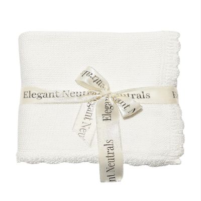 100% Cotton Knit Baby Blanket, Knit Baby Blanket, 100cm60cm, Elegant and Nuetral Cotton Knit Blanket, 0-12 Months Baby, Cream.