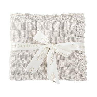 100% Cotton Knit Baby Blanket, Baby Knits, 100cm60cm, Elegant and Nuetral Very Soft Cotton Blanket, 0-12 Months Baby, Oat.