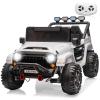 24V Ride on Toys for Big Kids, 2 Seater Ride on Car w/Remote Control, 4x4 Ride-on Truck with 4 Motors, 3 Speeds Adjustable, 4 LED Lights, Bluetooth & Music, Electric Car for Kids Toddlers 3-8, White view 1
