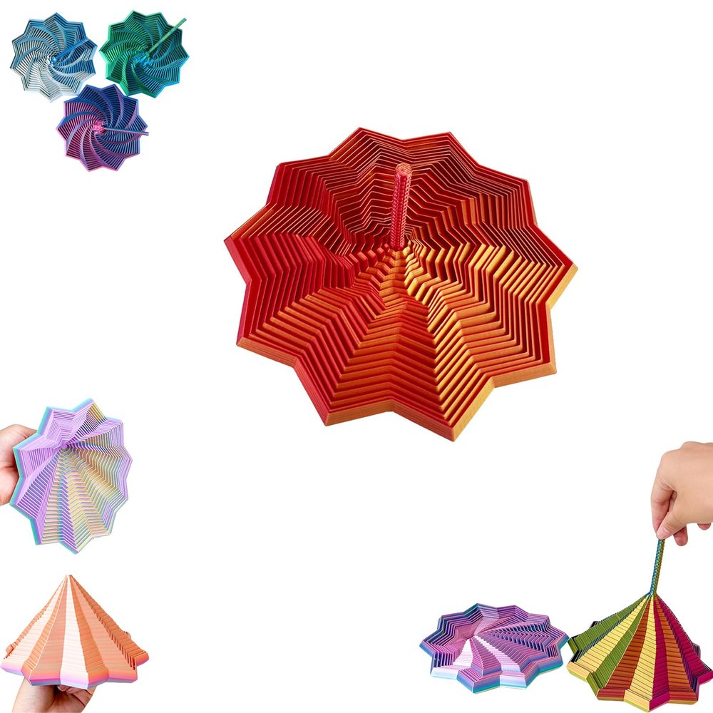 3D Printed Expanded Sensory Fidget Star, 2025 New Fidget Star with Handle 3D Printed Fidget Toys, Fractal Fidget Hexagon, Perfect for Holiday,Christmas,Birthday Gifts
