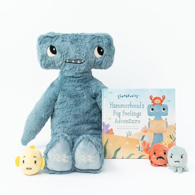 Slumberkins XL Hammerheads Big Feelings Adventure Set - Includes 20" XL Kin, Hammerheads Big Feelings Adventure Hardcover Book & 3 Micro Mini Sea Creatures