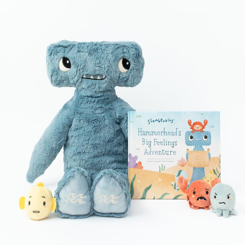 Slumberkins XL Hammerheads Big Feelings Adventure Set - Includes 20" XL Kin, Hammerheads Big Feelings Adventure Hardcover Book & 3 Micro Mini Sea Creatures