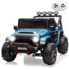 24V Ride on Toys for Big Kids, 2 Seater Ride on Car w/Remote Control, 4x4 Ride-on Truck with 4 Motors, 3 Speeds Adjustable, 4 LED Lights, Bluetooth & Music, Electric Car for Kid Toddler 3-8, Lake Blue view 1