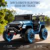 24V Ride on Toys for Big Kids, 2 Seater Ride on Car w/Remote Control, 4x4 Ride-on Truck with 4 Motors, 3 Speeds Adjustable, 4 LED Lights, Bluetooth & Music, Electric Car for Kid Toddler 3-8, Lake Blue view 2