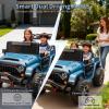 24V Ride on Toys for Big Kids, 2 Seater Ride on Car w/Remote Control, 4x4 Ride-on Truck with 4 Motors, 3 Speeds Adjustable, 4 LED Lights, Bluetooth & Music, Electric Car for Kid Toddler 3-8, Lake Blue view 3