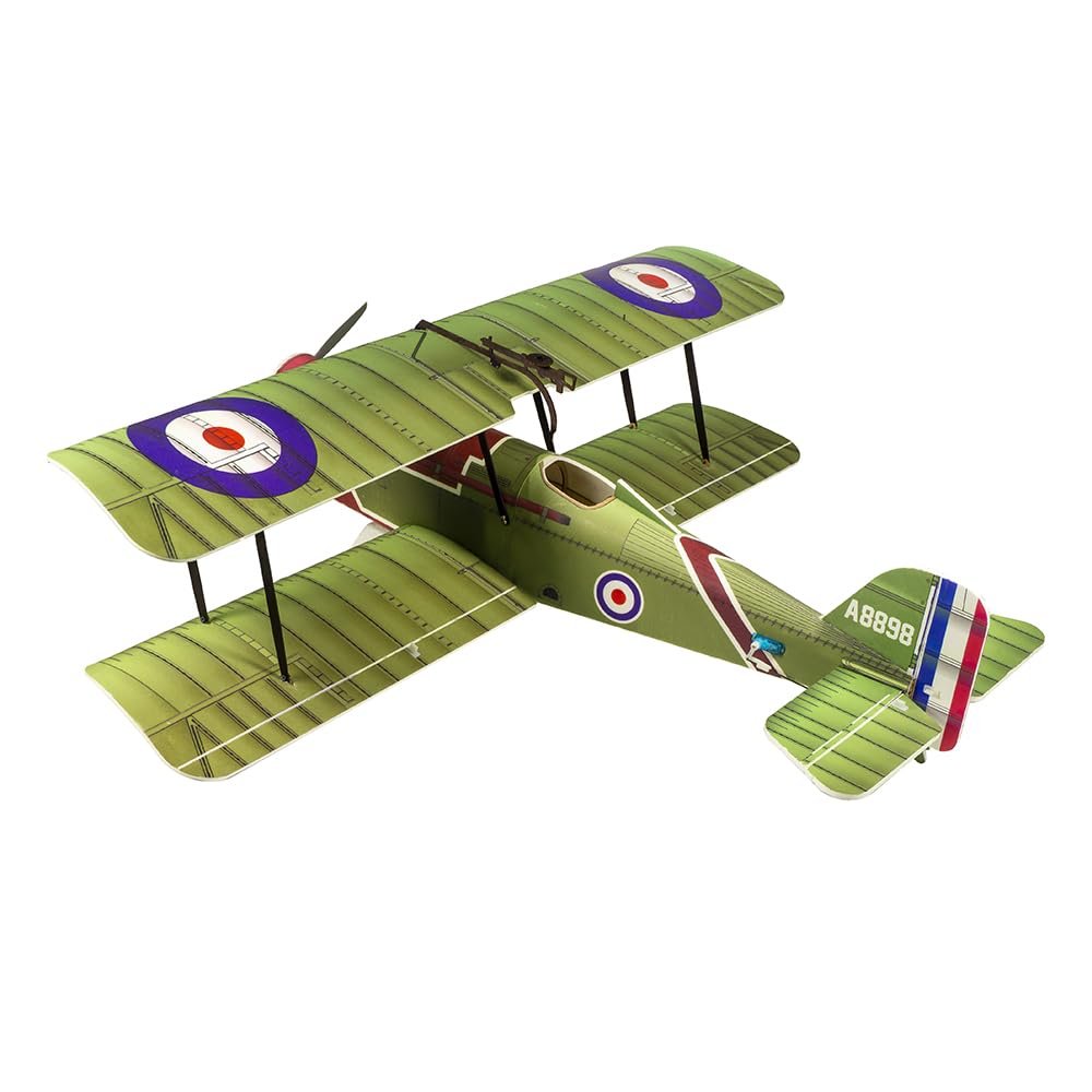 AEORCACC 3D PP Foam Puzzle 800mm Wingspan Triplane Model Kit, Military Aircraft Construction Set, Green and Red with RAF Roundels, DIY Assembly RC Airplane (E33 Airframe+Motor+ESC+Servo)