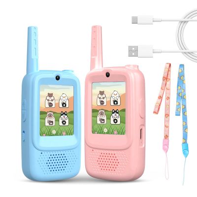 CurioCub Kids Walkie Talkies for 3-12 Year Old Boys & Girls, 2 Pack Children Two-Way Radios with Video Call, Voice Chat, Camera & Album, Auto Pairing, 1148ft Range for Indoor Outdoor, Camping, Hiking