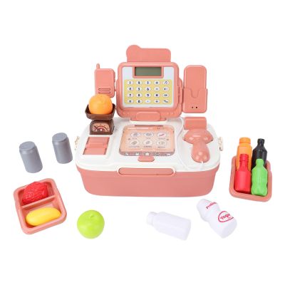 BAFOVY Kids Pretend Cash Register Toy with Sound Light, ABS Plastic Calculator Set for 3-6 Year Olds, Supermarket Role Play with 10 Accessories for Fine Motor Skills Development