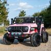 24V Kids Ride On Car with Remote, 2-Seater Electric Truck Jeep, 3 Speed Modes, LED Headlights, Music Bluetooth, MP3 USB Port, Power Display, Safety Belt, Outdoor Birthday Gift, Pink view 1