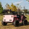 24V Kids Ride On Car with Remote, 2-Seater Electric Truck Jeep, 3 Speed Modes, LED Headlights, Music Bluetooth, MP3 USB Port, Power Display, Safety Belt, Outdoor Birthday Gift, Pink view 4
