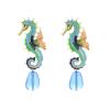 6.8 * 2.2cm Enamel Seahorse Pendant Marine Animal Earring,blue,6.8 * 2.2cm view 1