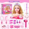Cleboen Hair Styling Doll Head Makeup Kit for Girls Toys - Kids Hair Salon Pretend Playset with Hairdryer, Curling Iron, Headwears & Real Makeup, Birthday Gift for Girl 3 4 5 6 7 8+ view 2