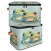 Aglebo Cute Cartoon Frogs Foldable Storage Bins with Zipper Lids Collapsible Clothes Storage Basket Toy Cube Storage Bin for Bedroom Kitchen Bathroom Organizer 2 Pack view 1