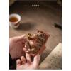 LEEDJUINE Golden Toad Purple Sands Tea Pet with 30 Incense Sticks, 9.6cm 3.6in, Tea Ceremony and Tea Play view 4