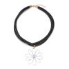 Vintage Multi-Layer PU Rope Splicing Oil Dripping Enamel Flower Pendant Necklace,white,48.2+7cm view 1