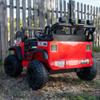 24V 2-Seater Kids Ride On Truck Car with Remote Control, Electric Off-Road Jeep with LED Lights, Spring Suspension, Bluetooth Music, MP3 USB, Safety Belt, Outdoor Toy Gift, Red view 4