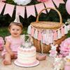 1/2 Birthday Decorations Pink Flower Half Way To One Baby Girl Decoration Half Birthday Hat cake Topper,6 Month Pastel Chair Banner,Happy Half Year Party Photoshoot Props view 4