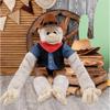DolliBu White Squirrel Monkey Stuffed Animal Cowboy Plush with Name Personalization - Western-Themed Monkey Plush with Cute Cowboy Costume Denim Shirt Vest, Bandana, Leather Pants, and Hat - 21 Inches view 2