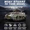 RC Tank Car, 1:16 Scale US M5A1 Stuart 2.4G Full Proportional Light RC Military Tank with Smoke, Sound & Light Effects, Dual-Speed Modes, Collectible Model & Gift for Adults (Two Batteries) view 2