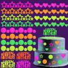 101 Pcs Neon Cake Decorations Cake Toppers Glow in the Dark Party Supplies Happy Birthday Toppers for UV Parties Neon Birthday Decorations Halloween view 1