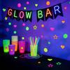 101 Pcs Neon Cake Decorations Cake Toppers Glow in the Dark Party Supplies Happy Birthday Toppers for UV Parties Neon Birthday Decorations Halloween view 4