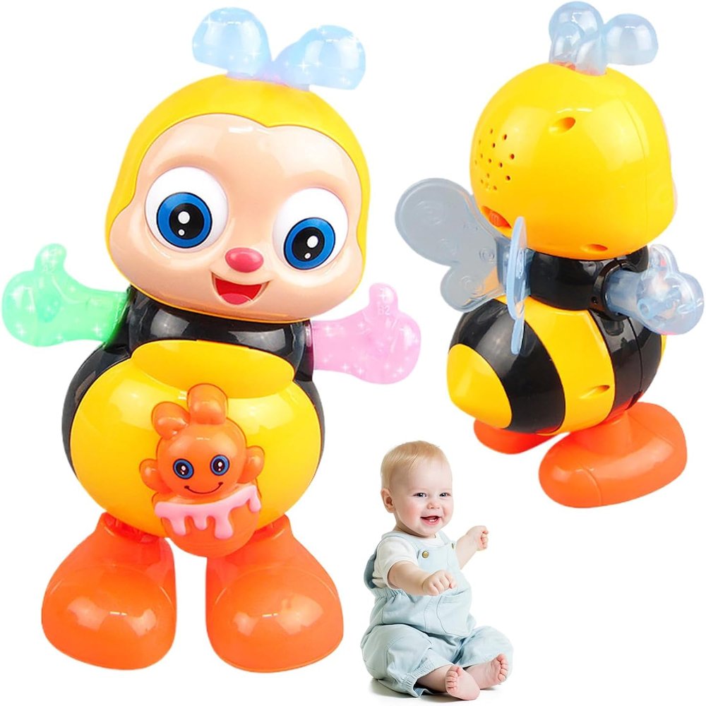 Baby Dancing Toy - Electric Bee with Music and Lights, Sensory Fun Developmental Cartoon Toy, Safe Design, Kids Activity for Christmas, Easter, Travel, Home, School, Playtime