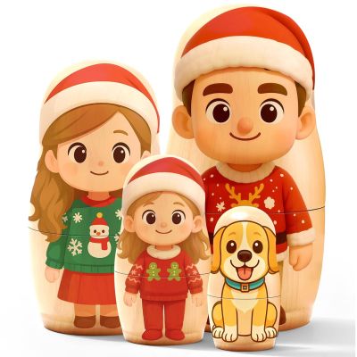 Custom Portrait Nesting Dolls, Personalized Russian Nesting Dolls with Photo, Matryoshka Doll Set for Family, Couples & Friends, Home Dcor Customized Gifts Christmas Parent Grandparents