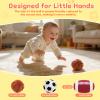 Baby Ball Toys 0-6 Months, Newborn Plush Rattle 3pcs Football Basketball Soccer Sports Set-Sensory Toys with Rattles for 0 3 6 9 12 Months Infant Boys Girls Birthday or Shower Gifts view 2
