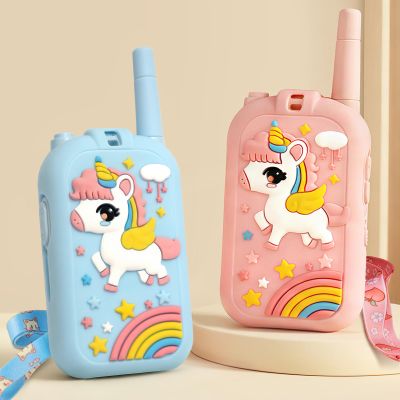 Walkie Talkie for Kids with Video: 2 Pack Rechargeable Toddler Toys with HD Camera & Voice Changer, Long Range Gift Toys for Boy & Girl Age 3-8 for Outdoor Play, Camping (Unicorn Blue/Unicorn Pink)