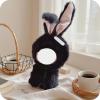 Doll Plush Bunny Doll Accessory, Black Fluffy Rabbit Costume with Pink Ears, Soft Furry Character Outfit, 17cm Small Size view 1
