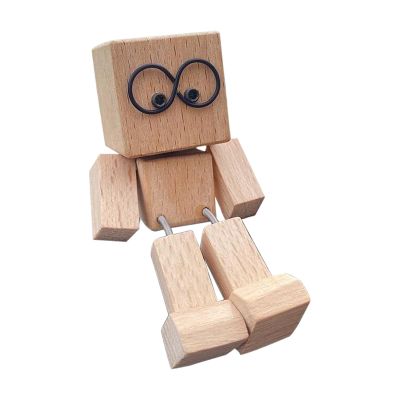 Christmas Shaking Wooden Man Figurine with Magnetic Expressions, Shaking Feet Wooden Doll for Car Dashboard Desktop Decor, Funny Swaying Wood Man (A*3)