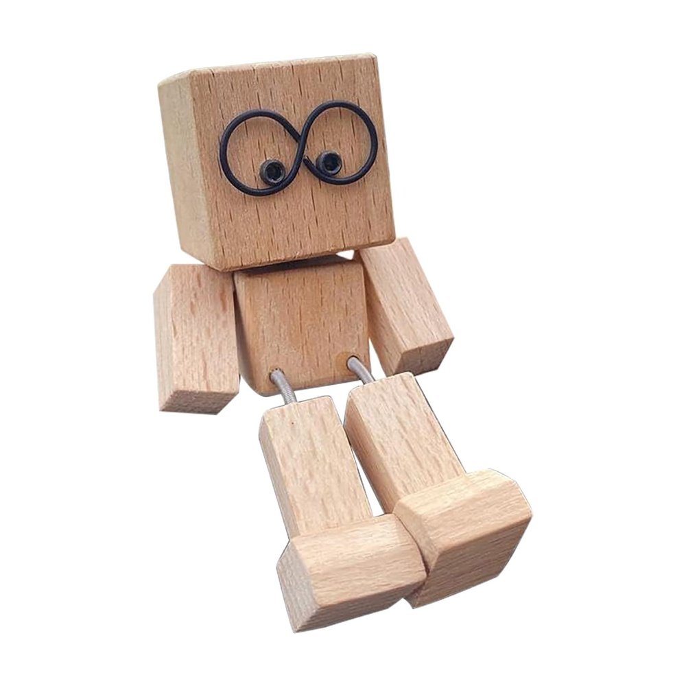 Christmas Shaking Wooden Man Figurine with Magnetic Expressions, Shaking Feet Wooden Doll for Car Dashboard Desktop Decor, Funny Swaying Wood Man (A*3)