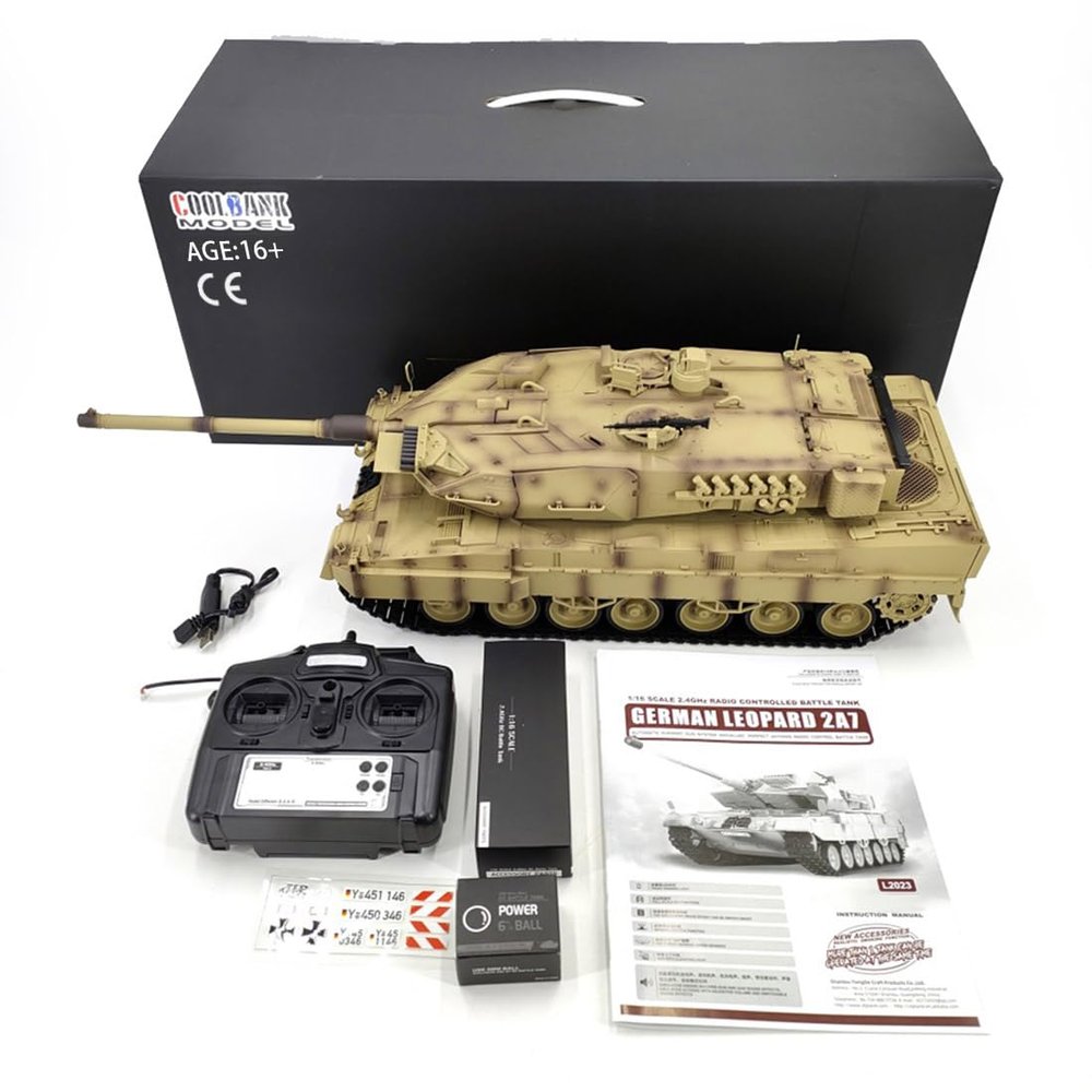 BICRKTOMXY RC Main Battle Tank Car That Shoots BBS, 1:16 Scale 2.4G German Leopard 2A7 RC Military Tank Model with Realistic Smoke, Sound & Light Effects, Gift for Adults