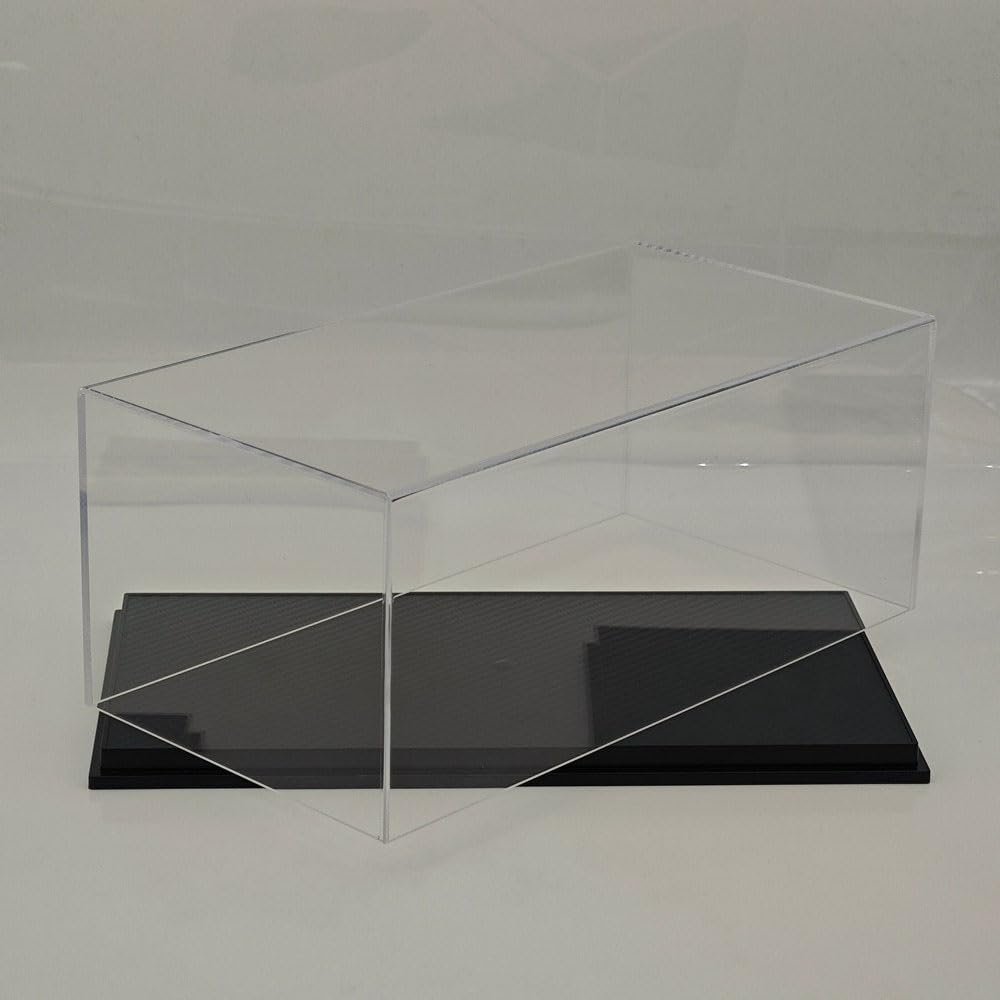 1:18 Scale Model Toy Display Box Clear Dustproof Acrylic Case Carbon Fiber Base